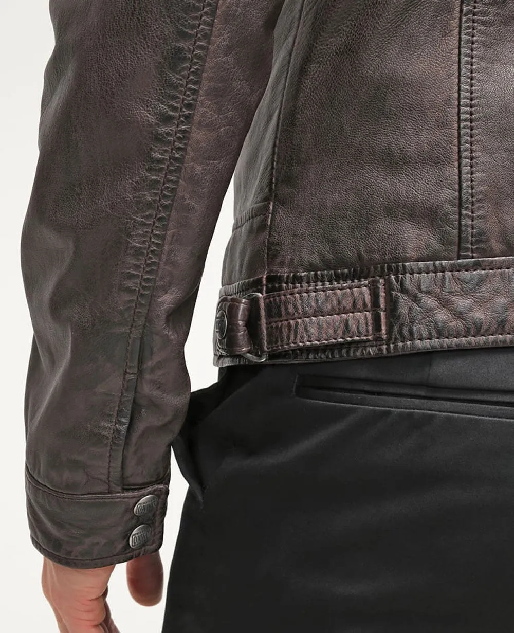 Amir Real Leather Jacket Men Brown Biker Motorcycle Genuine