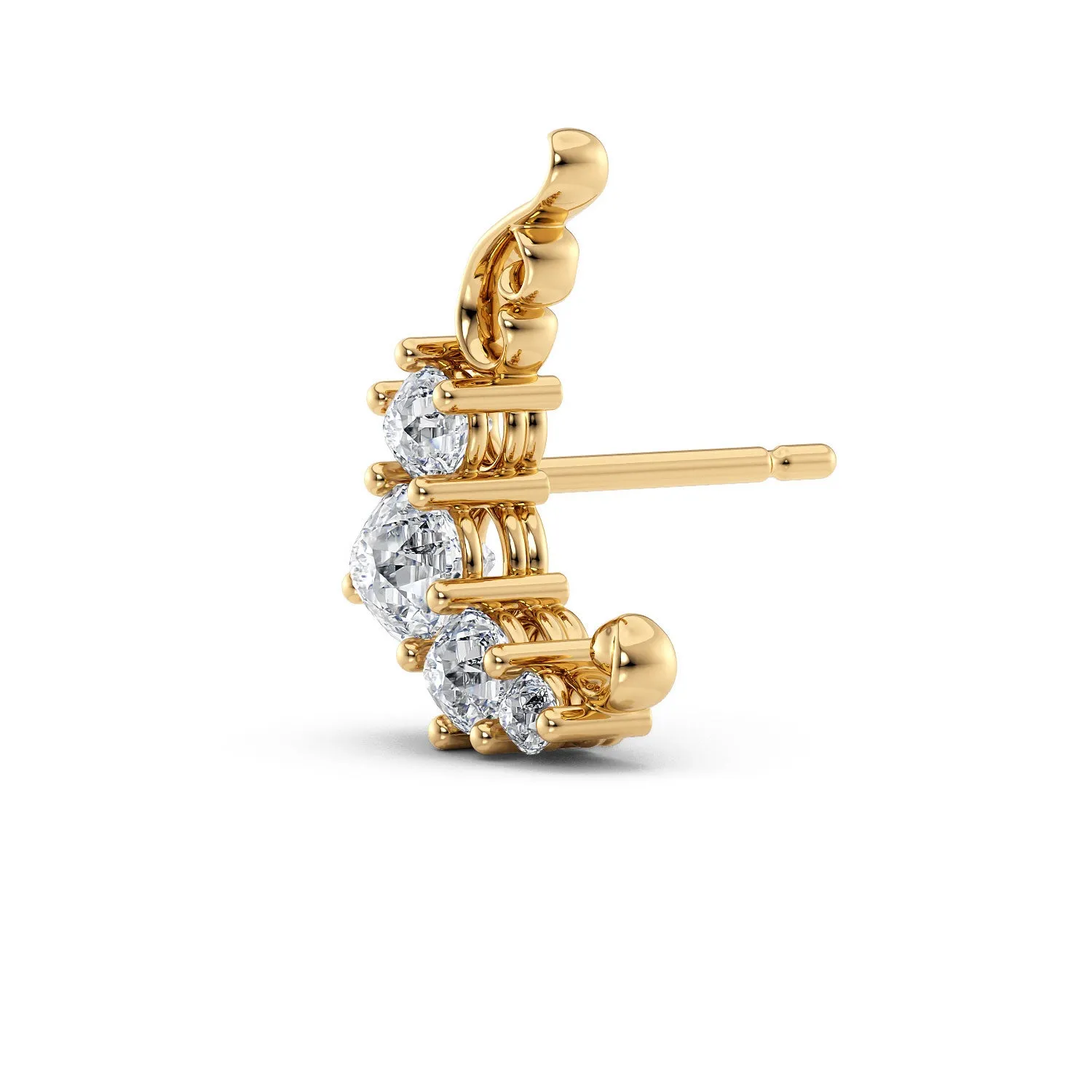 Artisan Ethical Gold and Diamond Asymmetric Stud Earrings