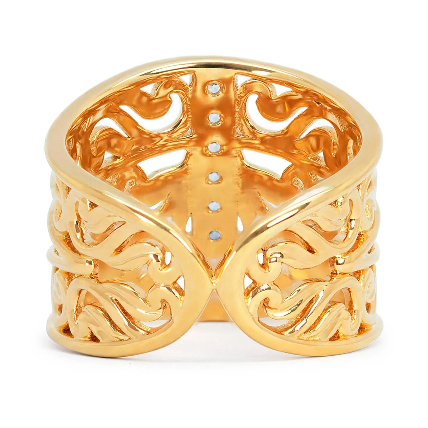 Artisan Filigree Ethical Gold & Diamonds Marquise Jacket Ring