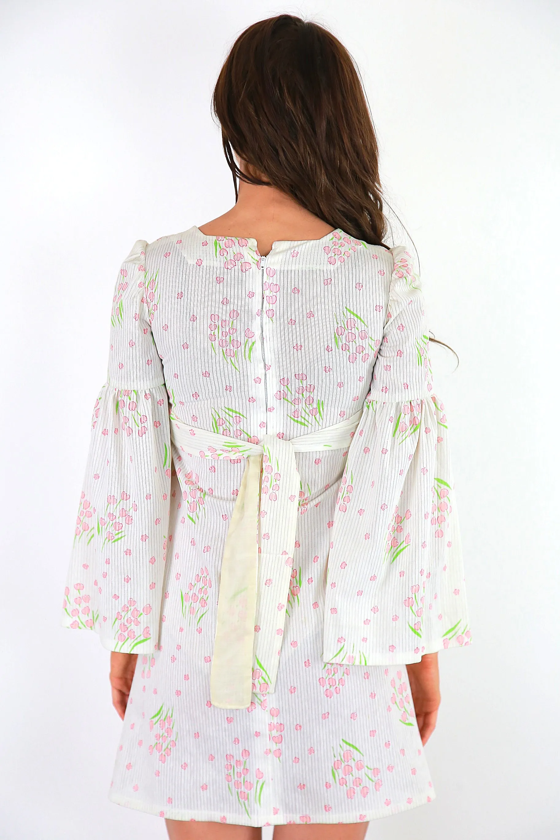 Authentic vintage white boho dress angel sleeve hippie dress