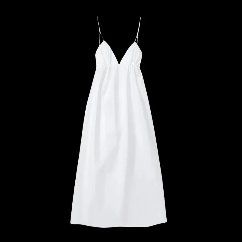 Backless Midi Dress Camisole Chic V-Neck & Easy Fit