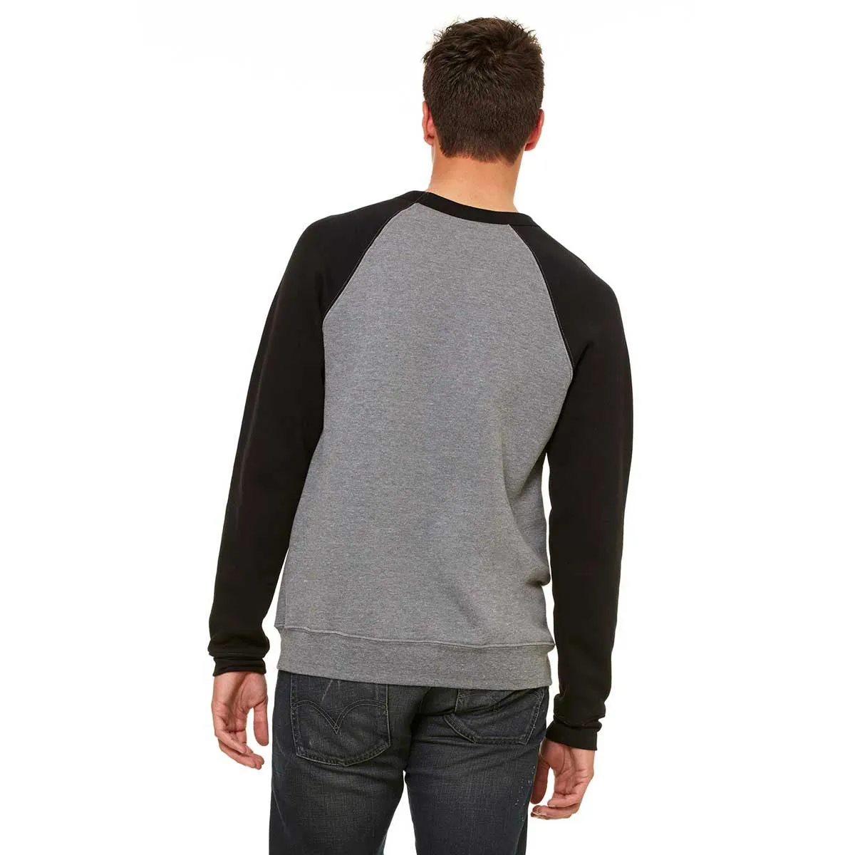 Bella   Canvas Unisex Deep Heather/Black Sponge Fleece Crew Neck Sweatshirt