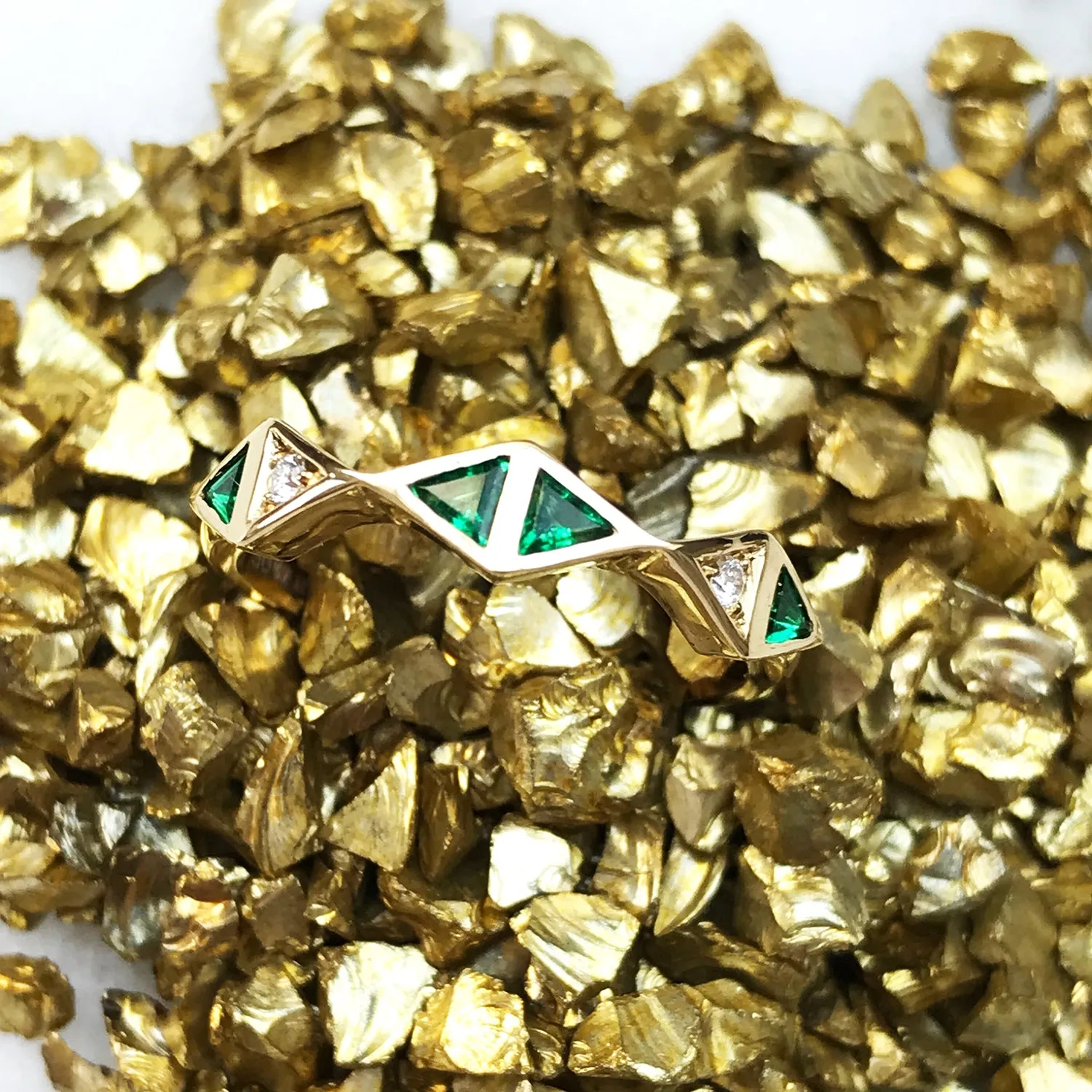 Bespoke Raiyah Recycled Emerald Jacket Ring