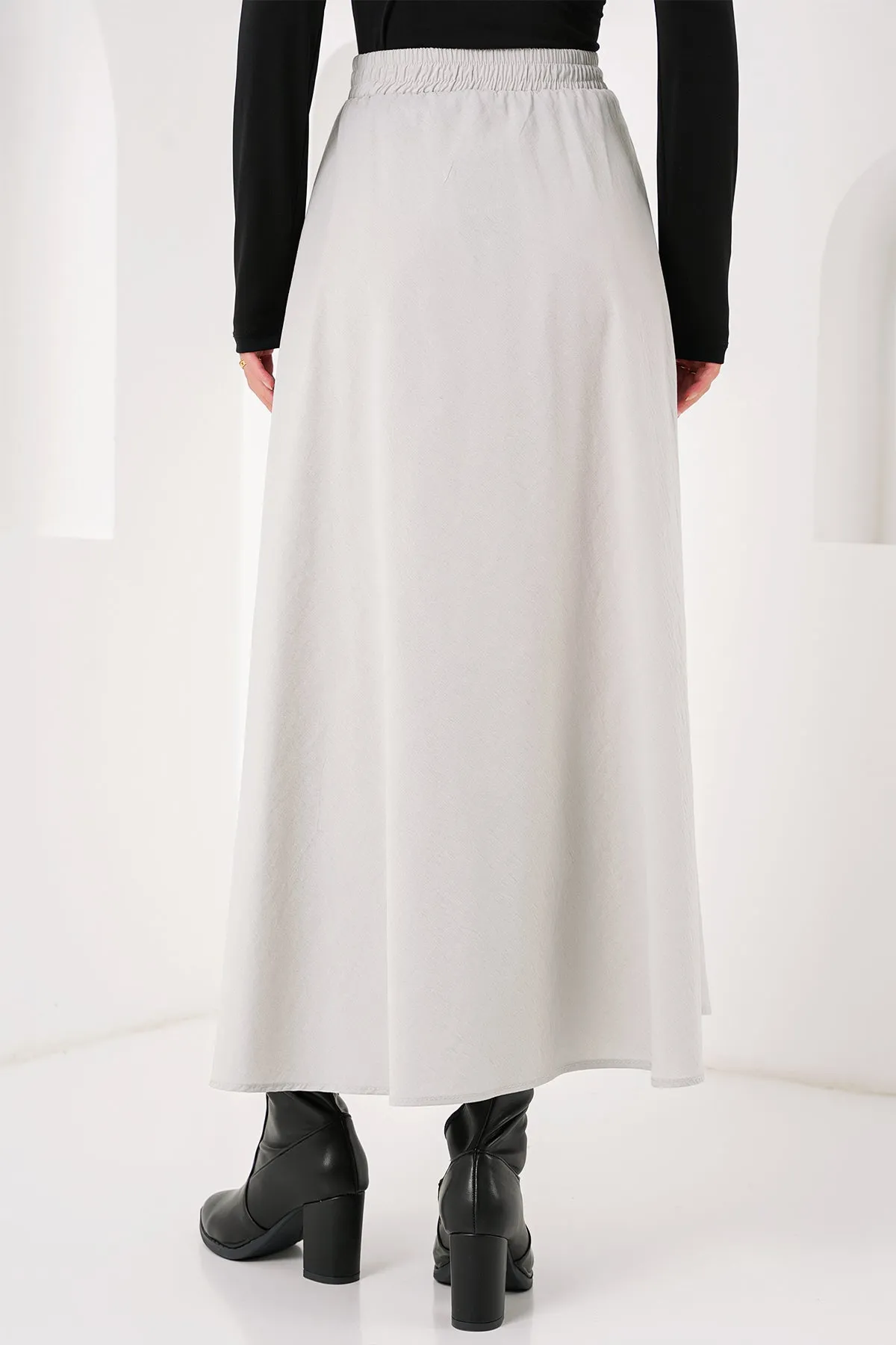 BGD Women Woman Pocket Detailed Long Skirt 8024 - Gray - Avondale