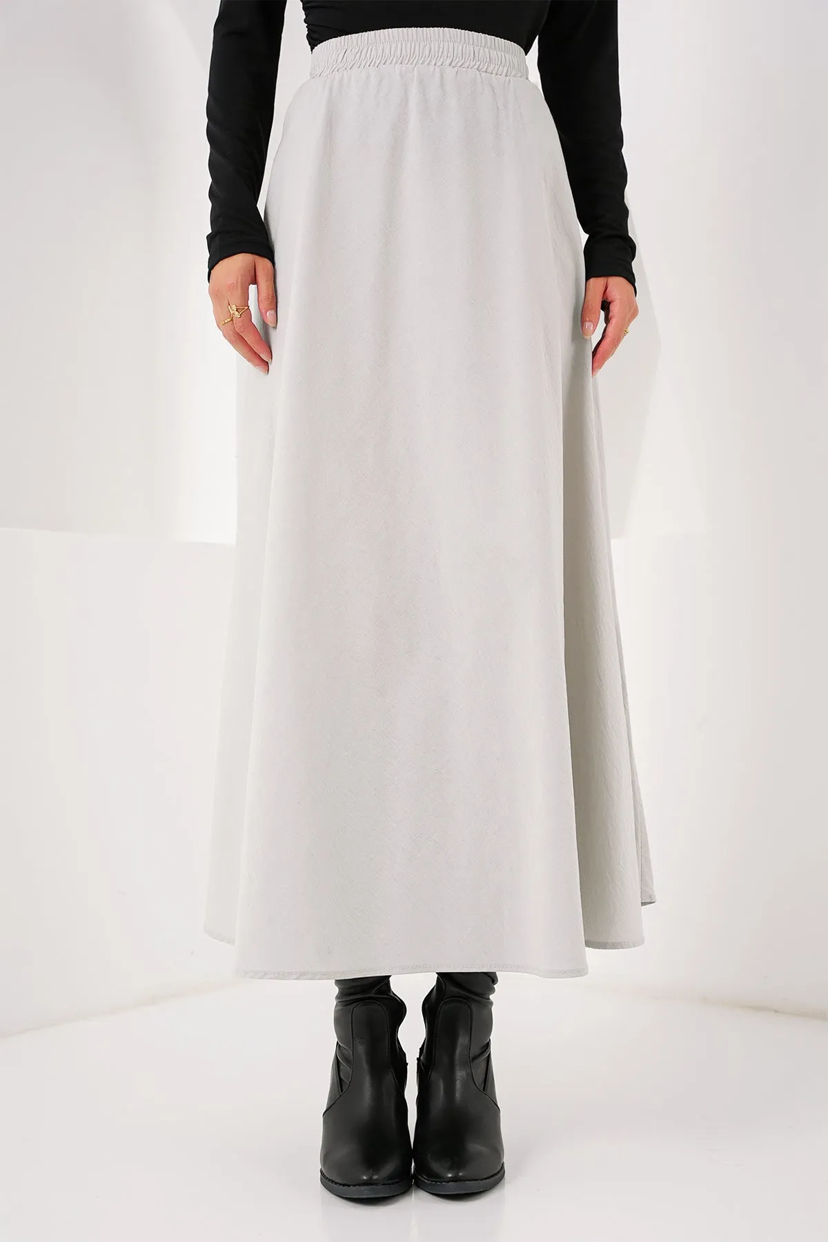 BGD Women Woman Pocket Detailed Long Skirt 8024 - Gray - Avondale