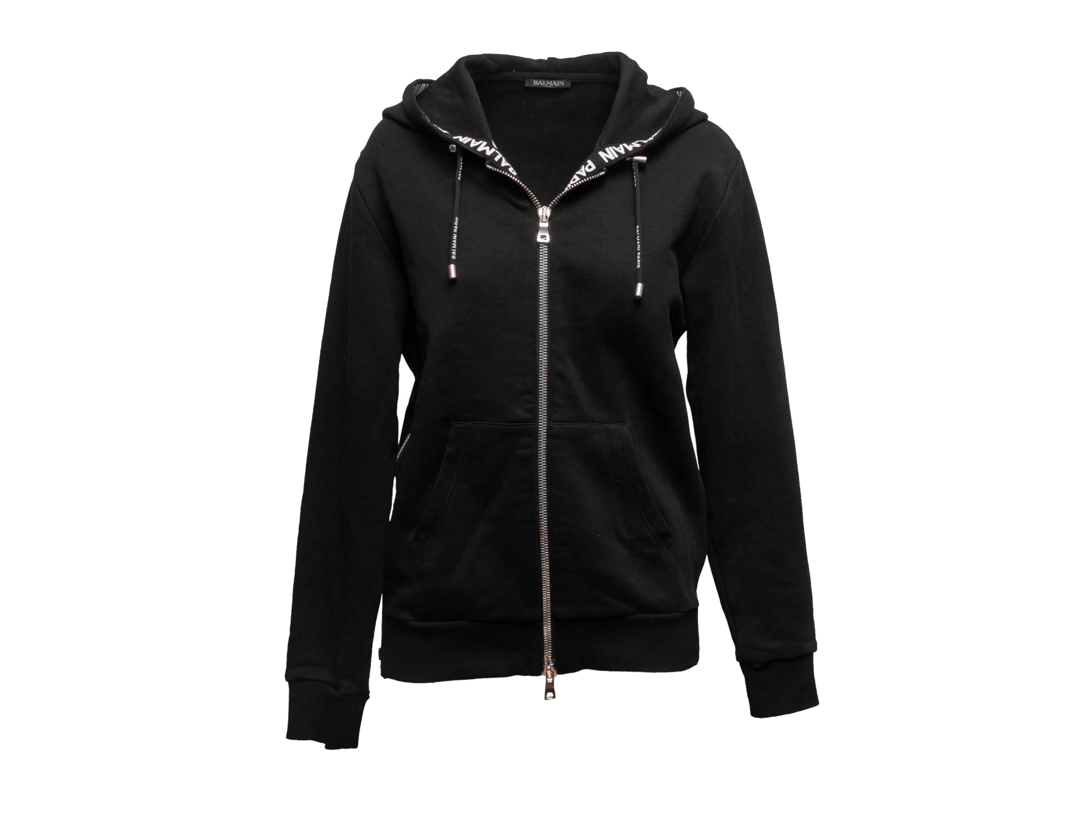 Black Balmain Zip Hoodie Size US S