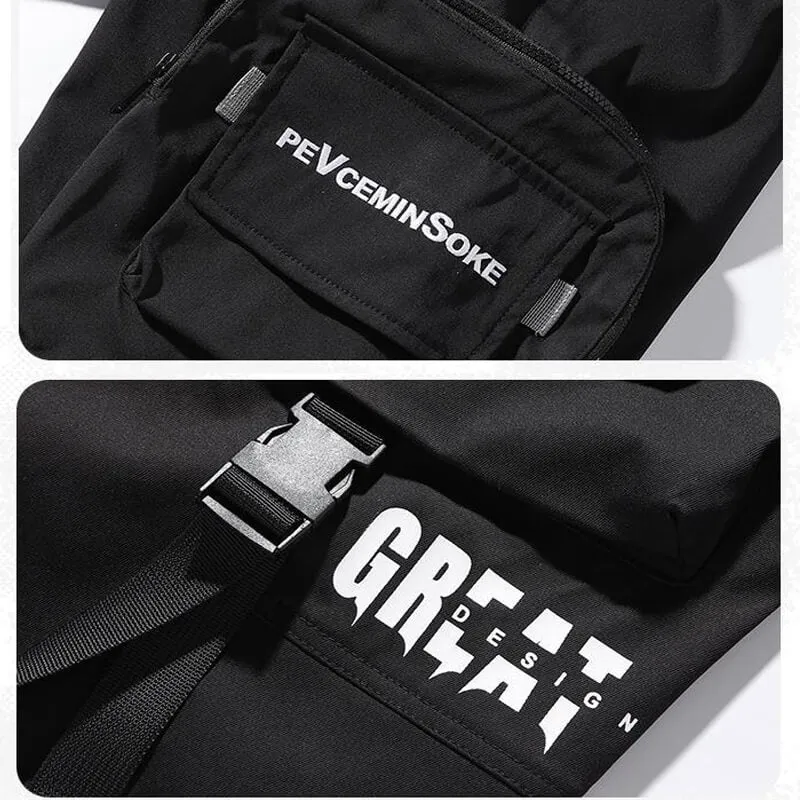 Black Cargo Pants 'The Great' Japanese black Techwear pants