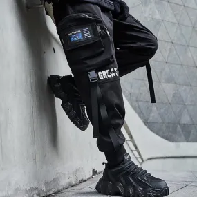 Black Cargo Pants 'The Great' Japanese black Techwear pants