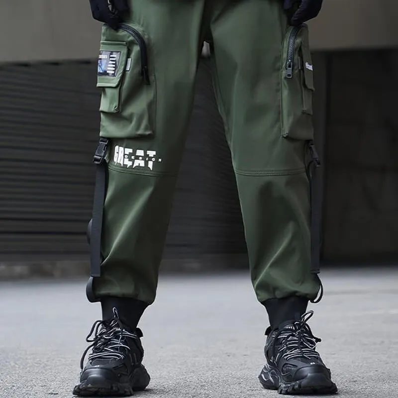Black Cargo Pants 'The Great' Japanese black Techwear pants