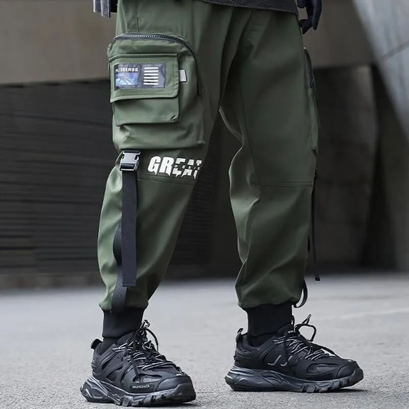 Black Cargo Pants 'The Great' Japanese black Techwear pants