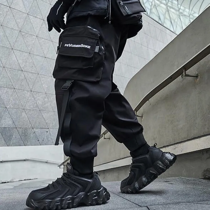 Black Cargo Pants 'The Great' Japanese black Techwear pants