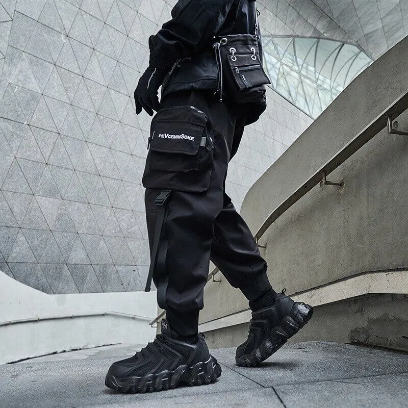 Black Cargo Pants 'The Great' Japanese black Techwear pants