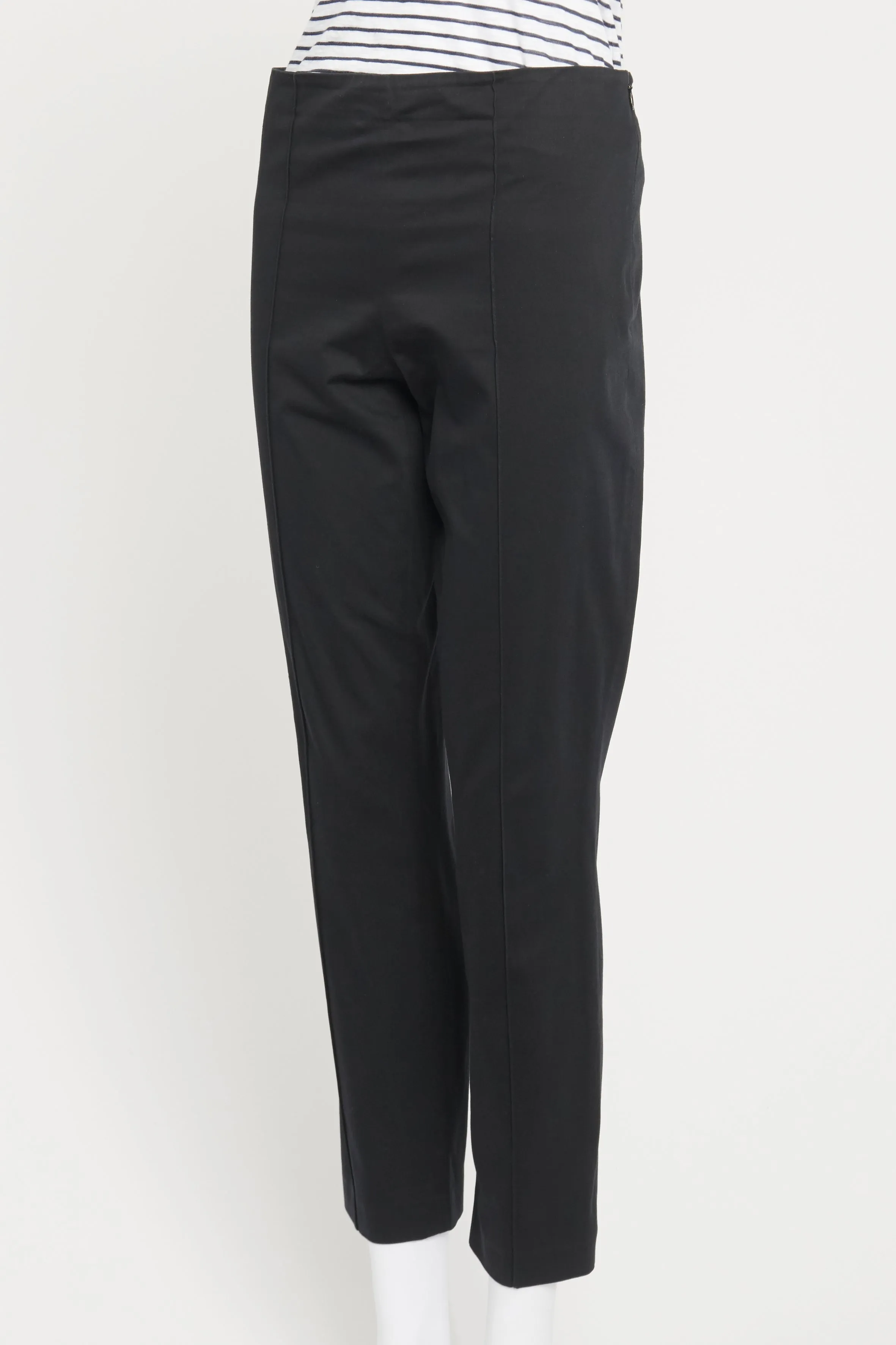 Black Preowned Trousers With Side Zip