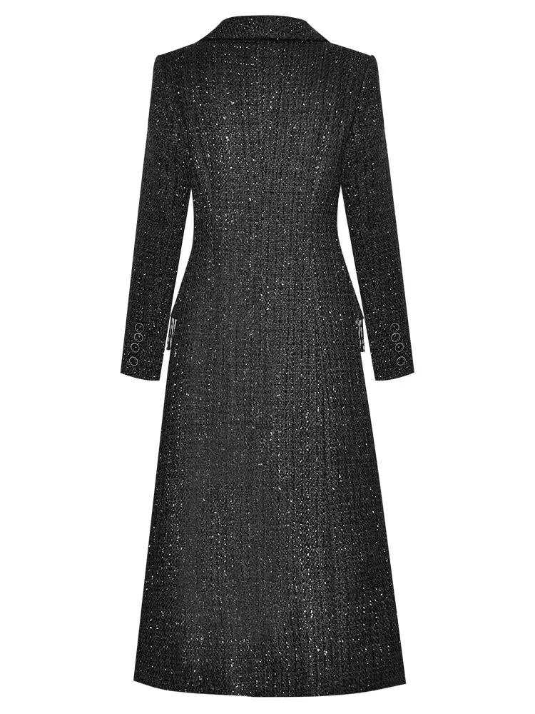 Black Single-breasted Long sleeve Overcoat