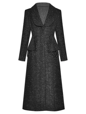 Black Single-breasted Long sleeve Overcoat