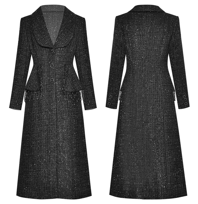 Black Single-breasted Long sleeve Overcoat