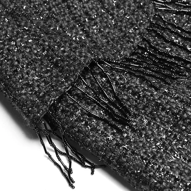 Black Single-breasted Long sleeve Overcoat