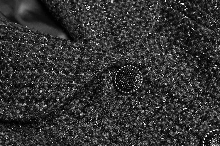Black Single-breasted Long sleeve Overcoat