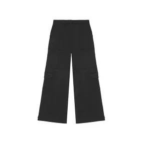 BLACK TWILL SUITING CARGO PANTS