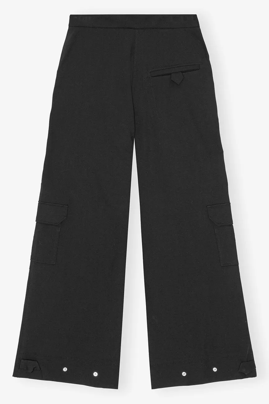 BLACK TWILL SUITING CARGO PANTS