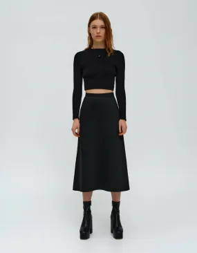 Black Wool Mid-length Skirt