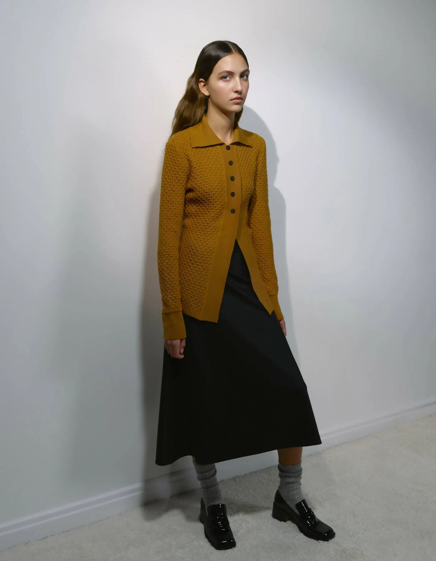 Black Wool Mid-length Skirt