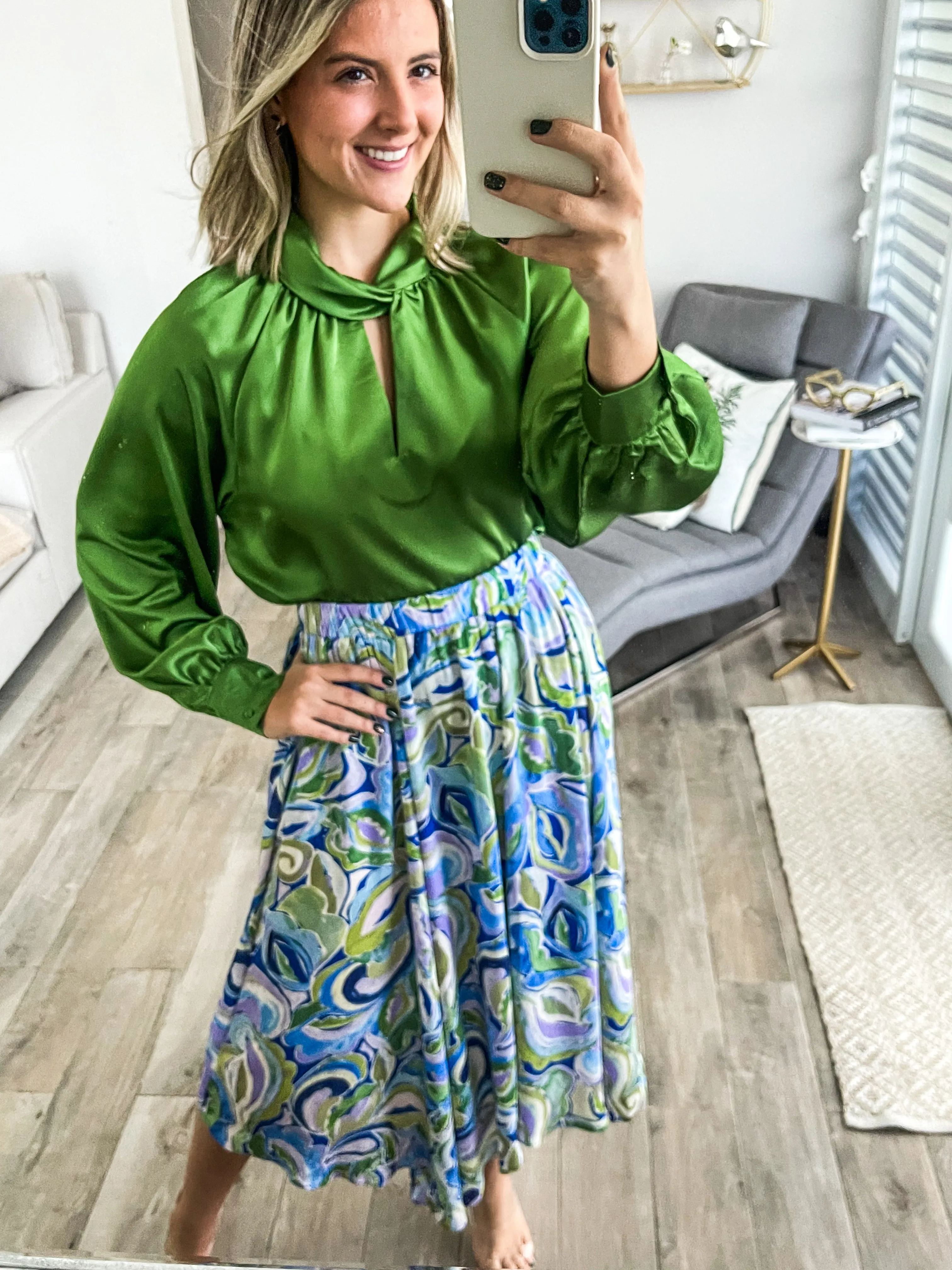 BLUE/GREEN PRINT SKIRT