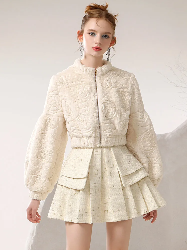 Box-Pleats Flare Feminine Mini-Skirt