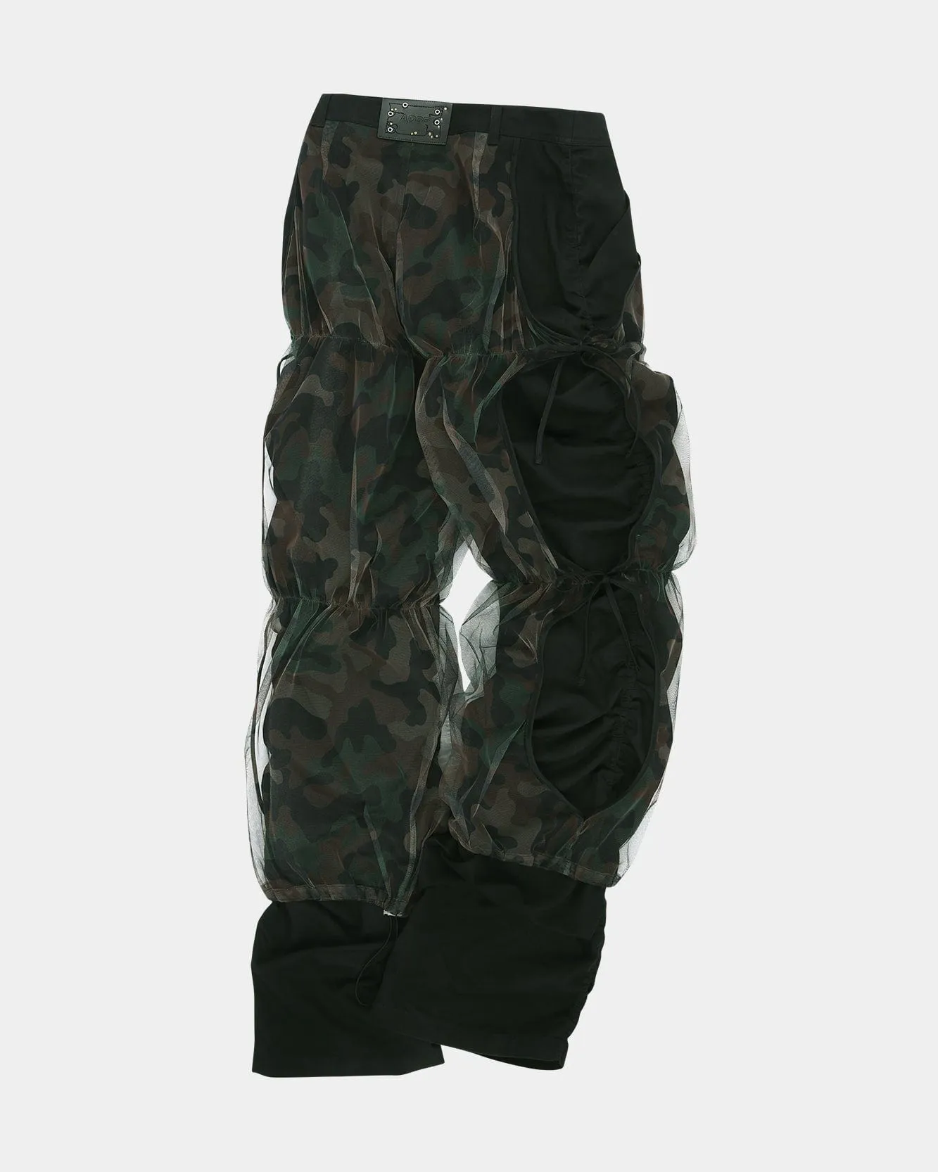 CAMOUFLAGE MESH LAYERED TYING PANTS apa767w(BLACK)