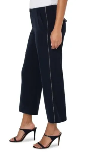 Cargo Wide Leg Cropped Pants w/ Zipper Detail