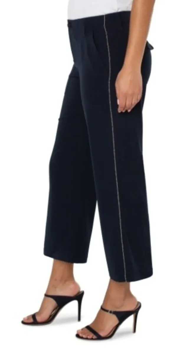 Cargo Wide Leg Cropped Pants w/ Zipper Detail