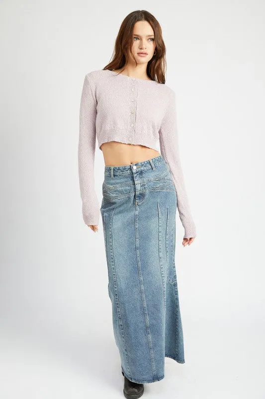 Chase The Sun Flared Denim Maxi Skirt