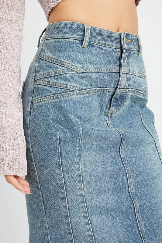 Chase The Sun Flared Denim Maxi Skirt