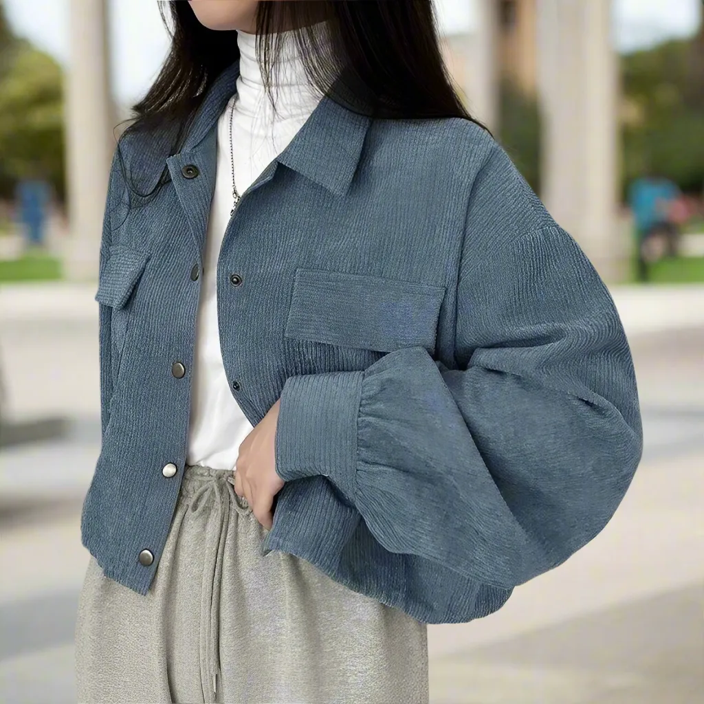 Corduroy Drawstring Short Jacket