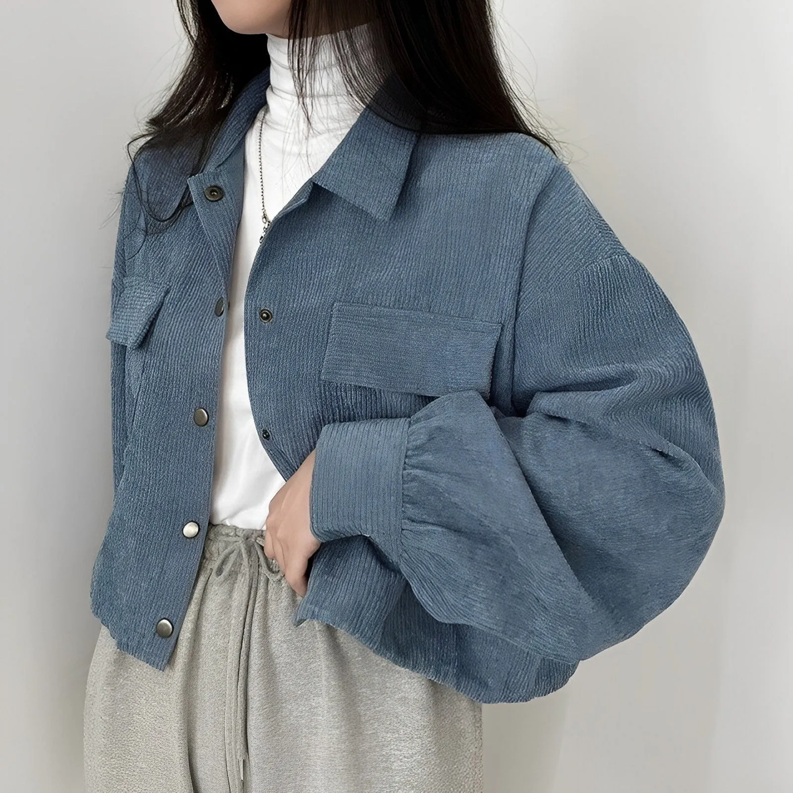 Corduroy Drawstring Short Jacket