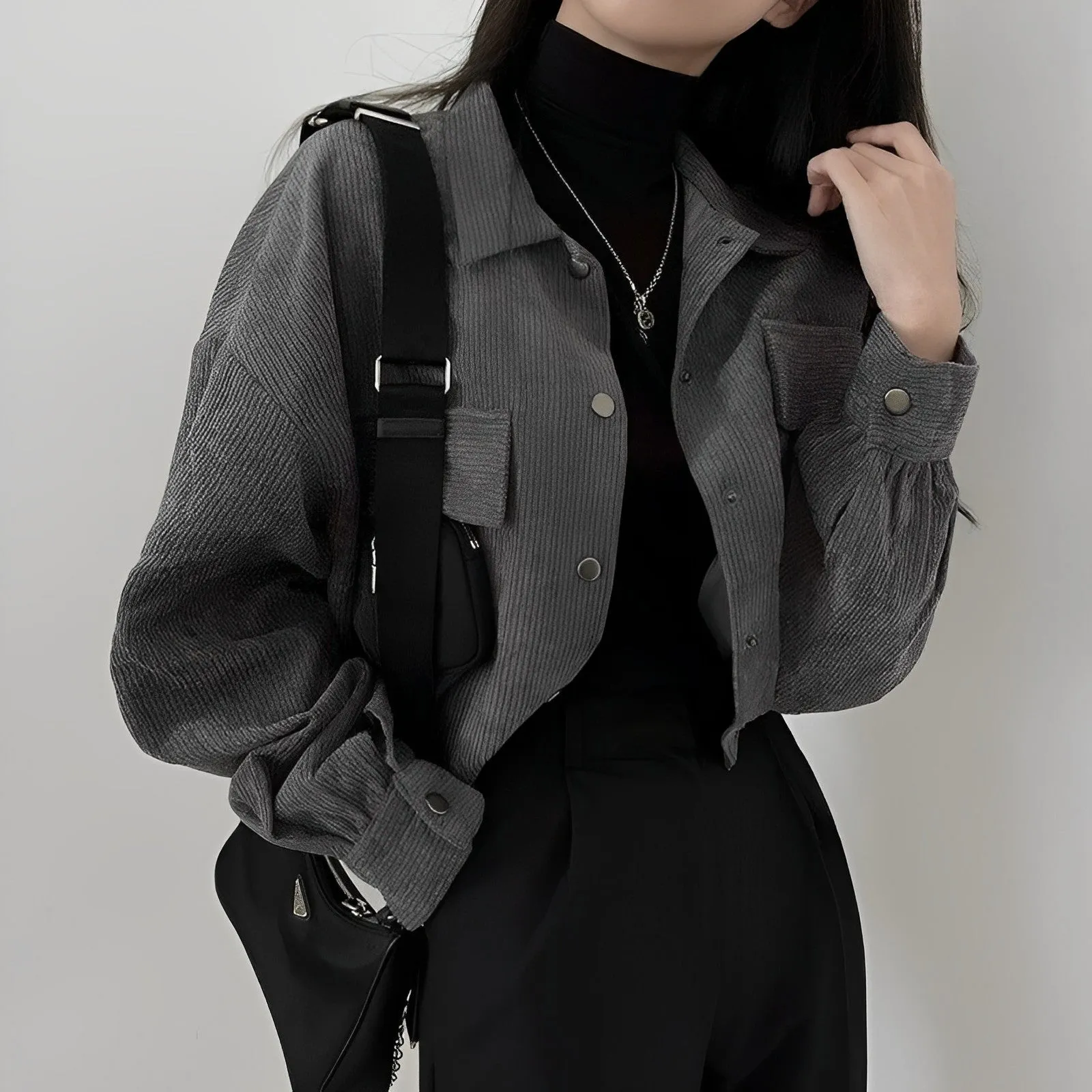 Corduroy Drawstring Short Jacket