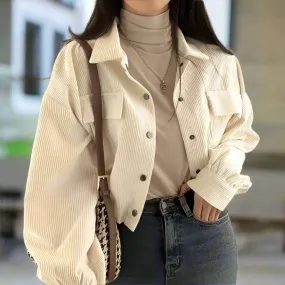 Corduroy Drawstring Short Jacket