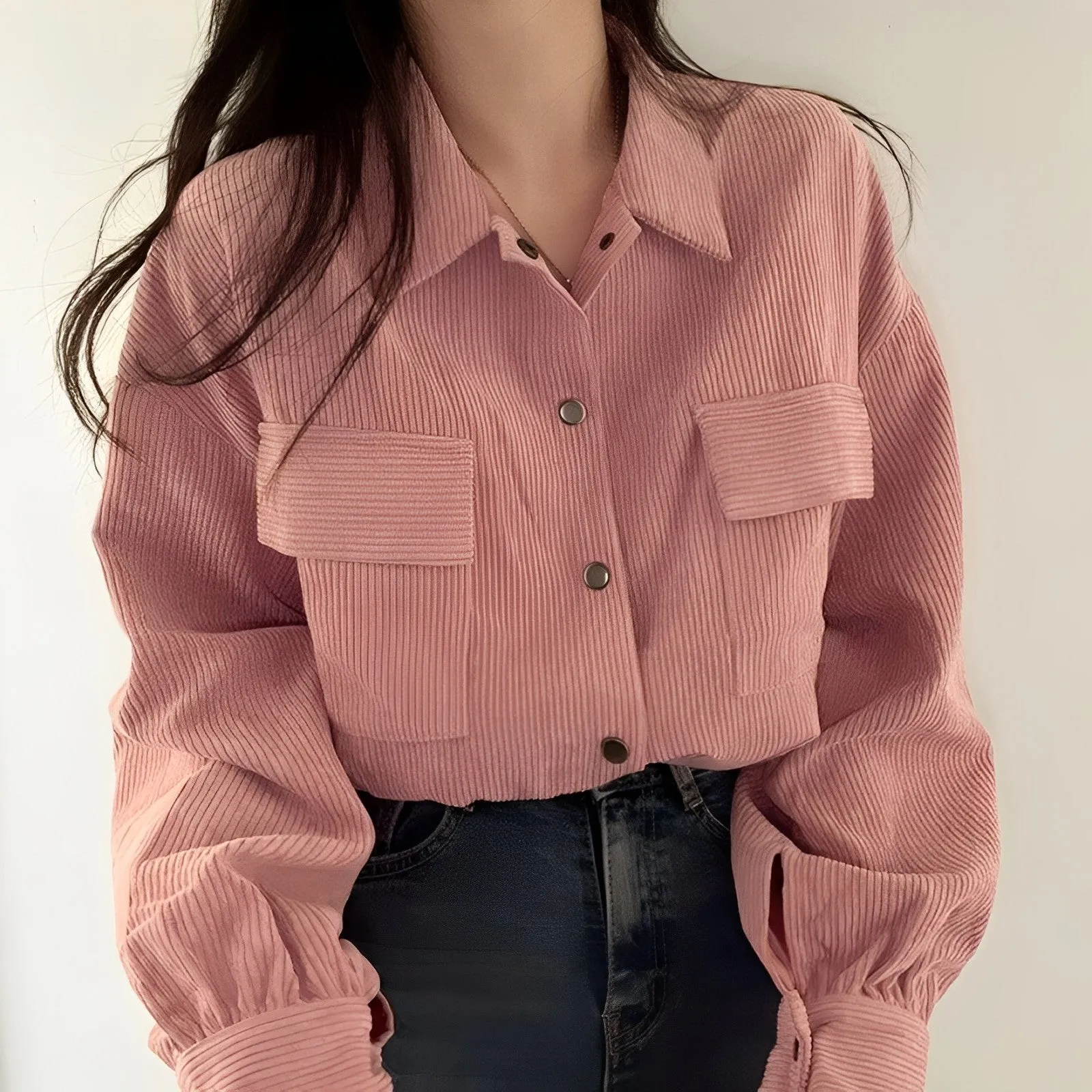 Corduroy Drawstring Short Jacket
