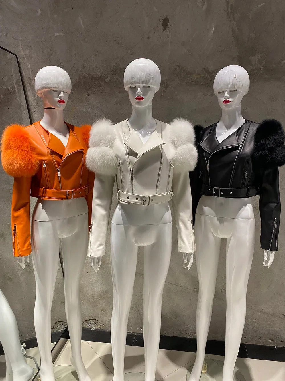 Couture Fox Fur & Leather Crop Jacket