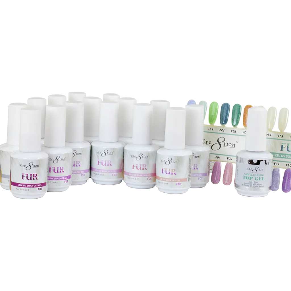 Cre8tion - Fur Soak Off Gel Full Set - 24 Colors Collection - $9.00/each
