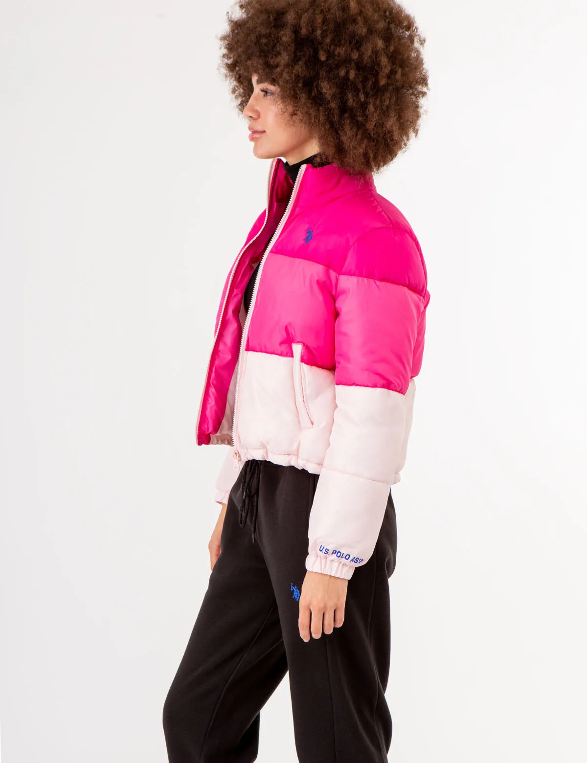 CROPPED COLORBLOCK PUFFER JACKET