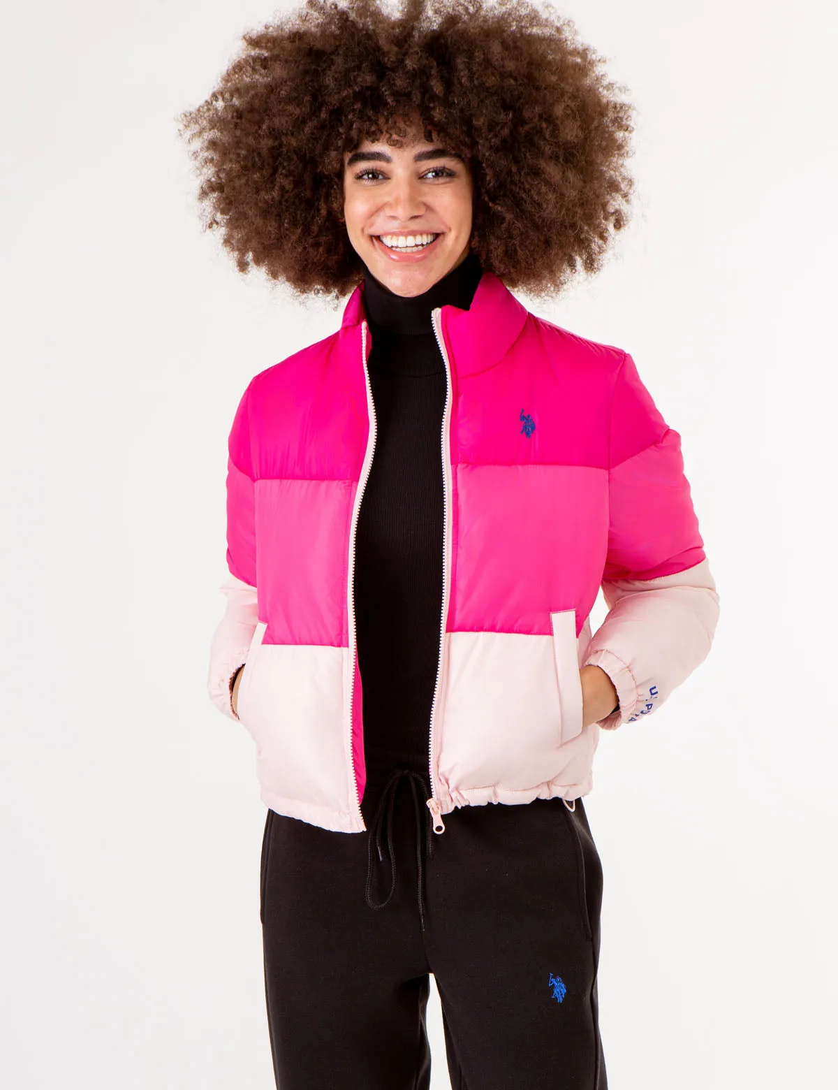 CROPPED COLORBLOCK PUFFER JACKET