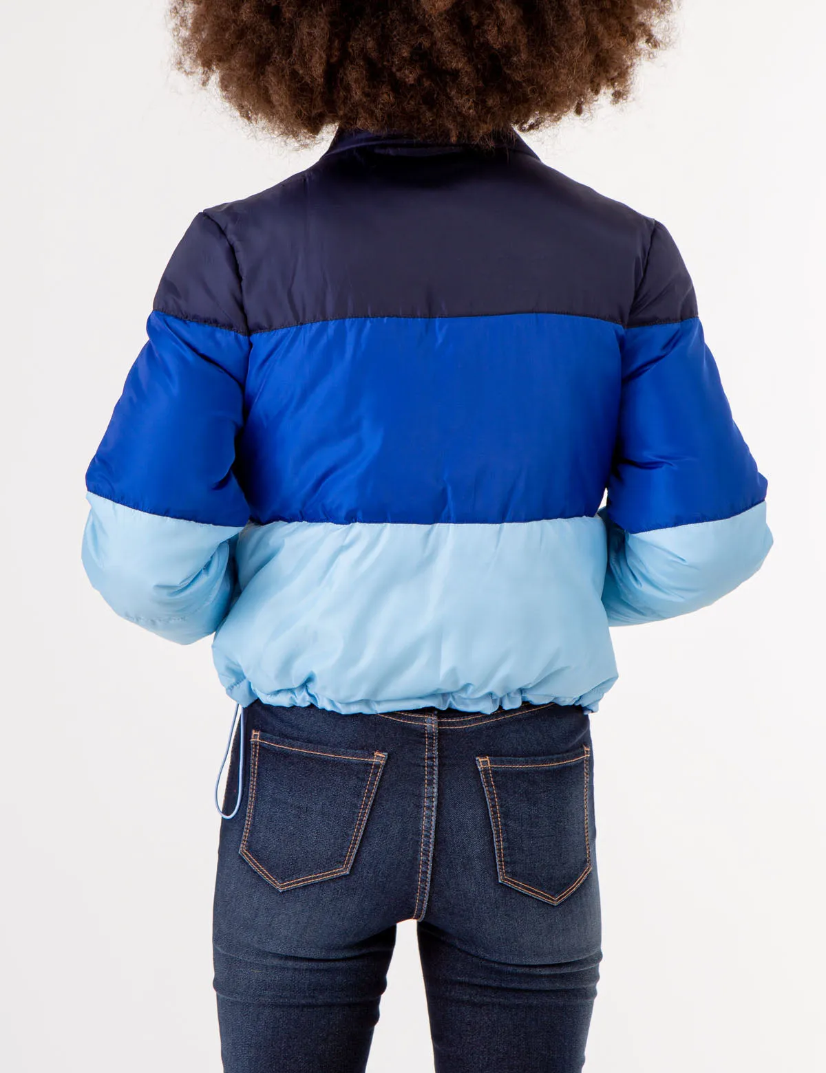 CROPPED COLORBLOCK PUFFER JACKET