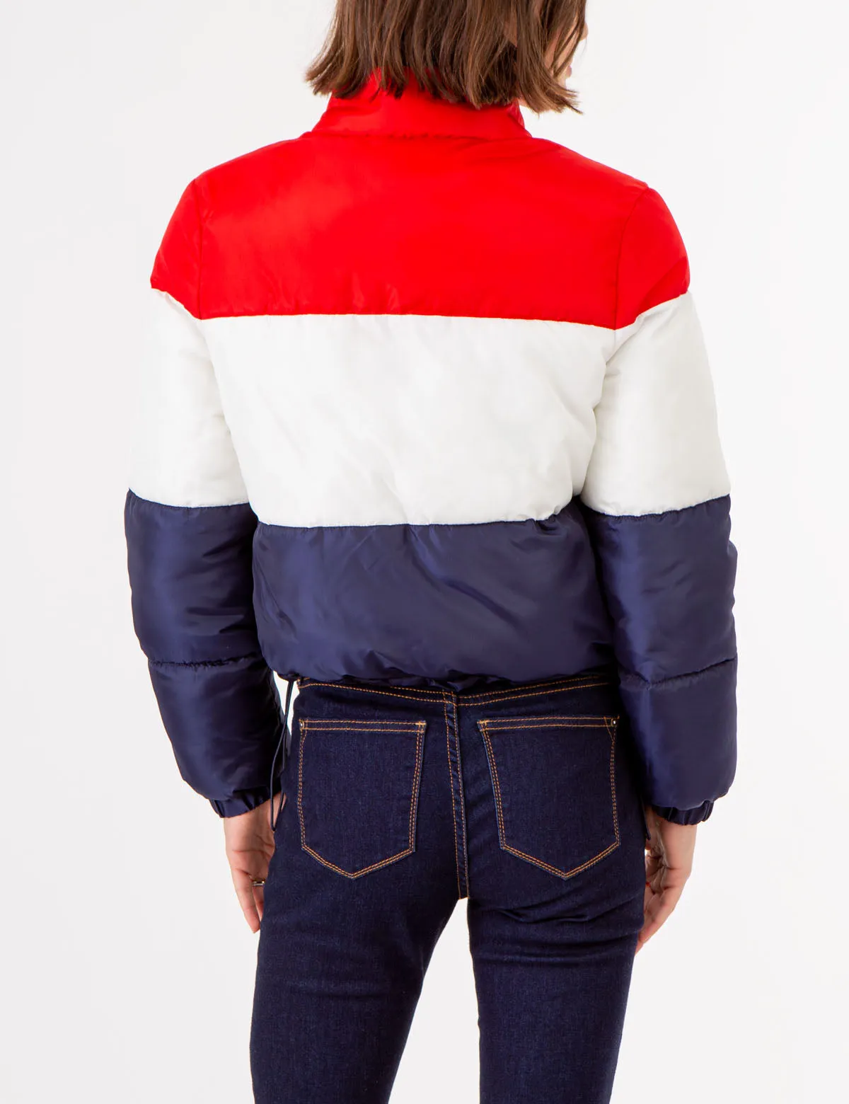 CROPPED COLORBLOCK PUFFER JACKET