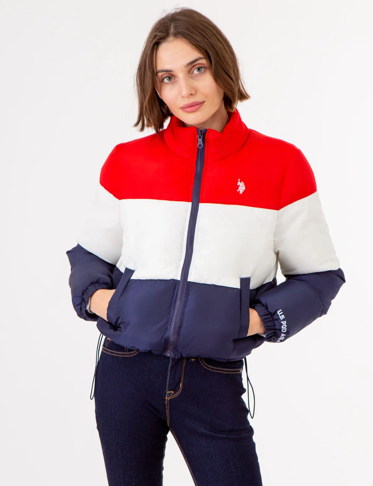 CROPPED COLORBLOCK PUFFER JACKET