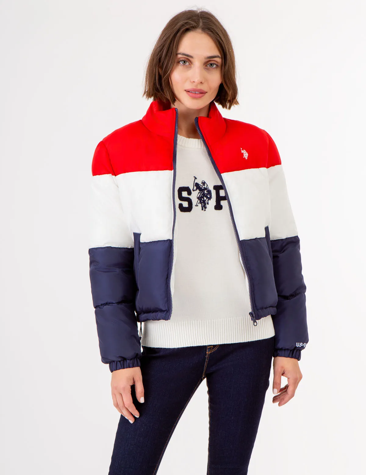 CROPPED COLORBLOCK PUFFER JACKET