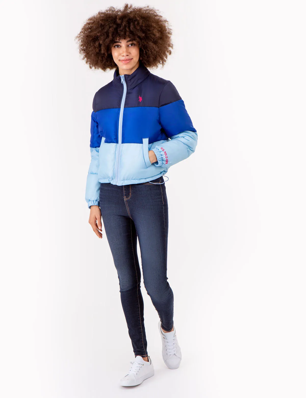 CROPPED COLORBLOCK PUFFER JACKET