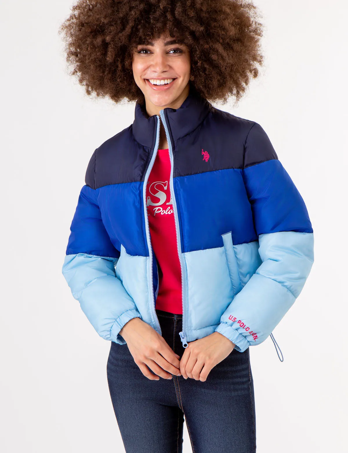 CROPPED COLORBLOCK PUFFER JACKET