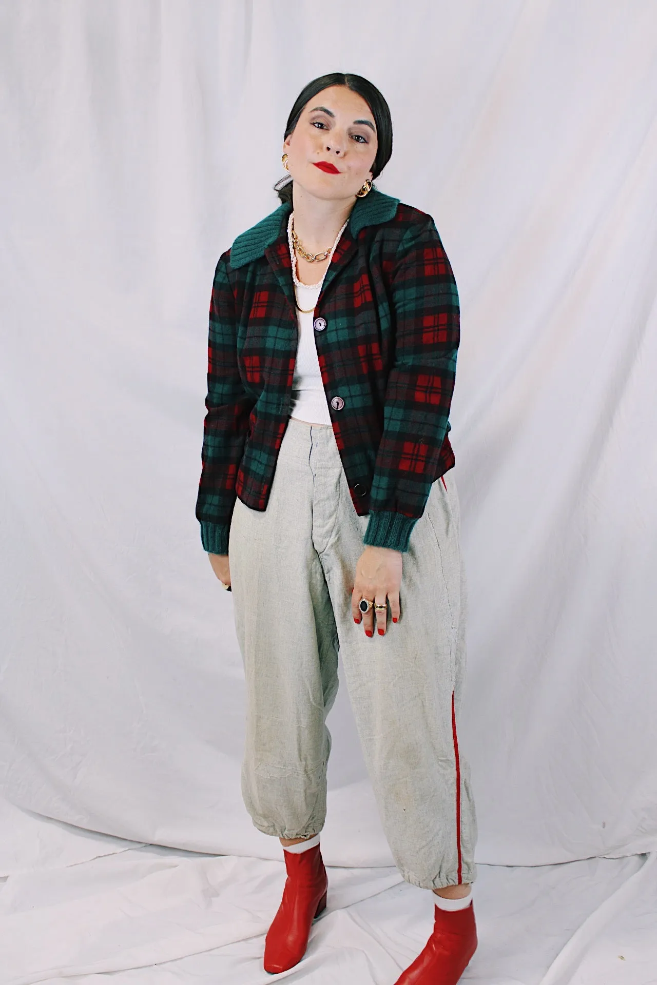 Cropped Plaid Jacket