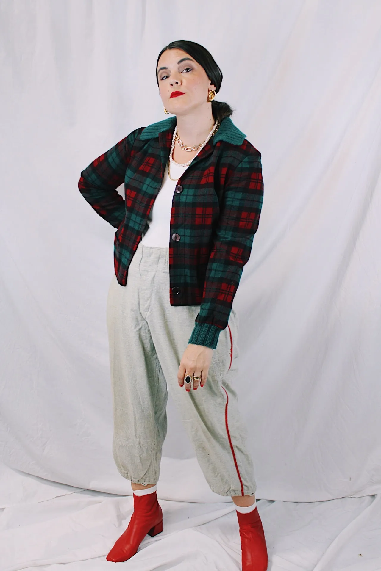 Cropped Plaid Jacket